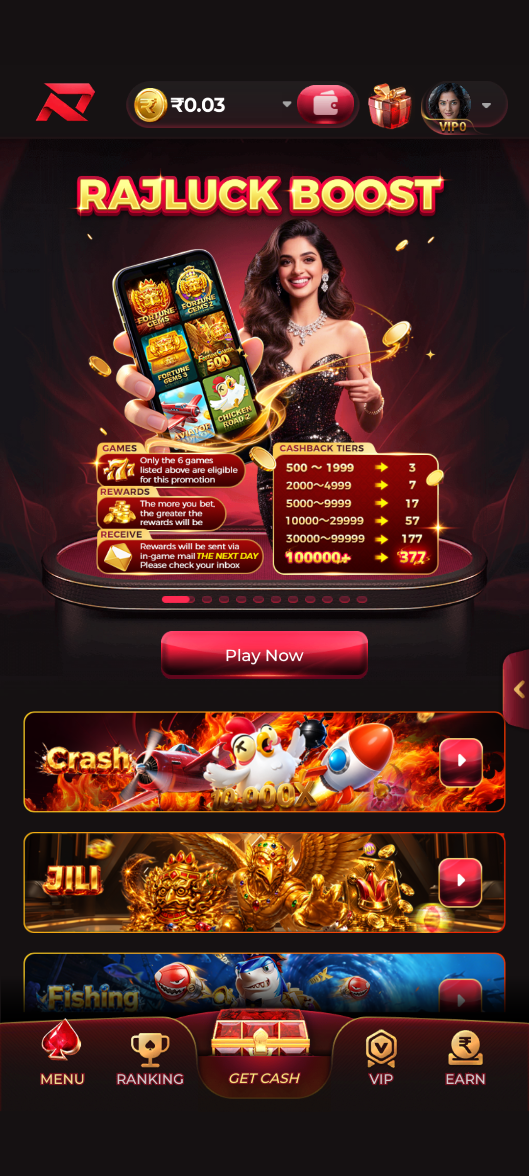 RajLuck APK home screen dashboard latest version