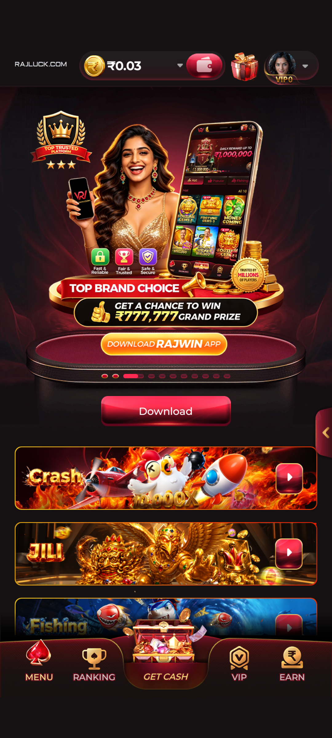 RajLuck app features interface and user experience