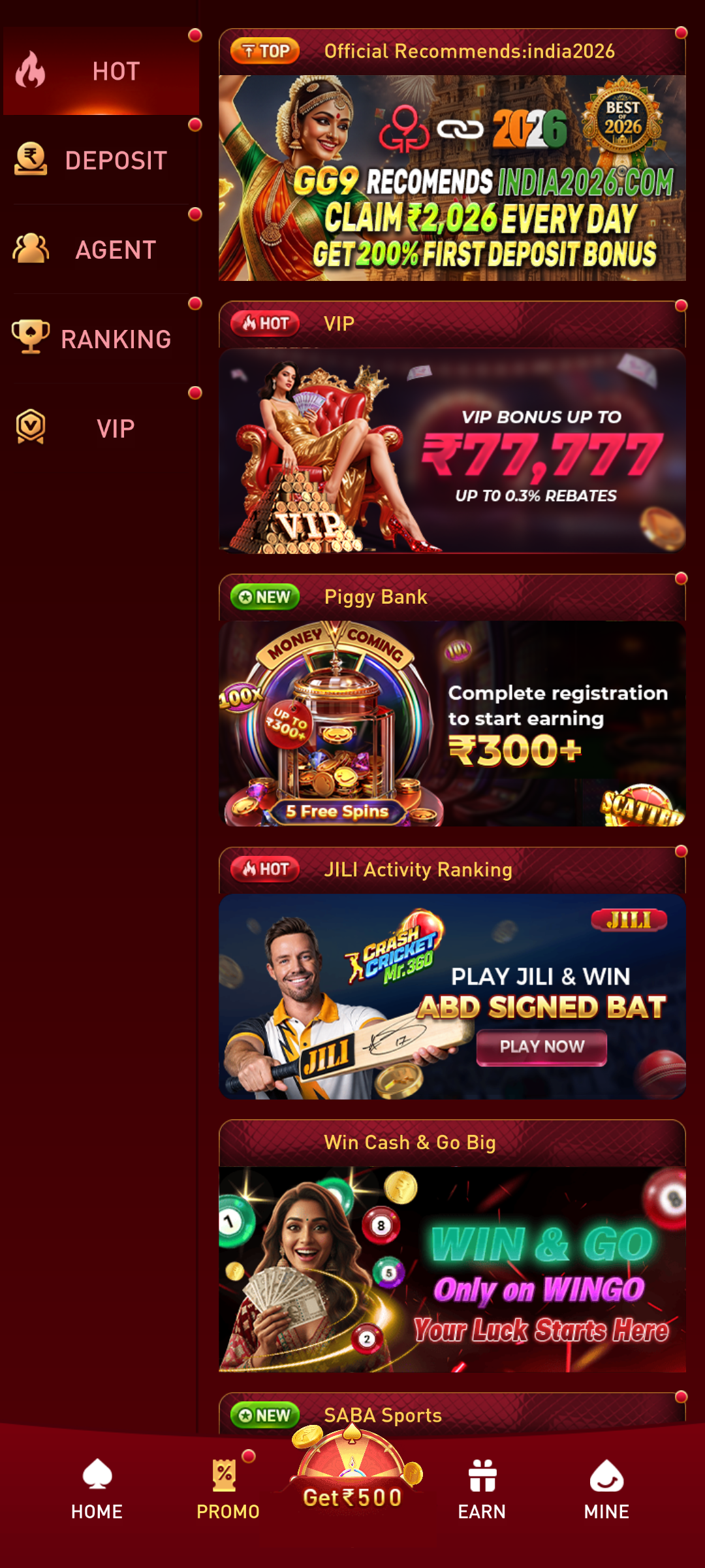 GG9 APK Home Screen Interface - Latest GG9 App Dashboard