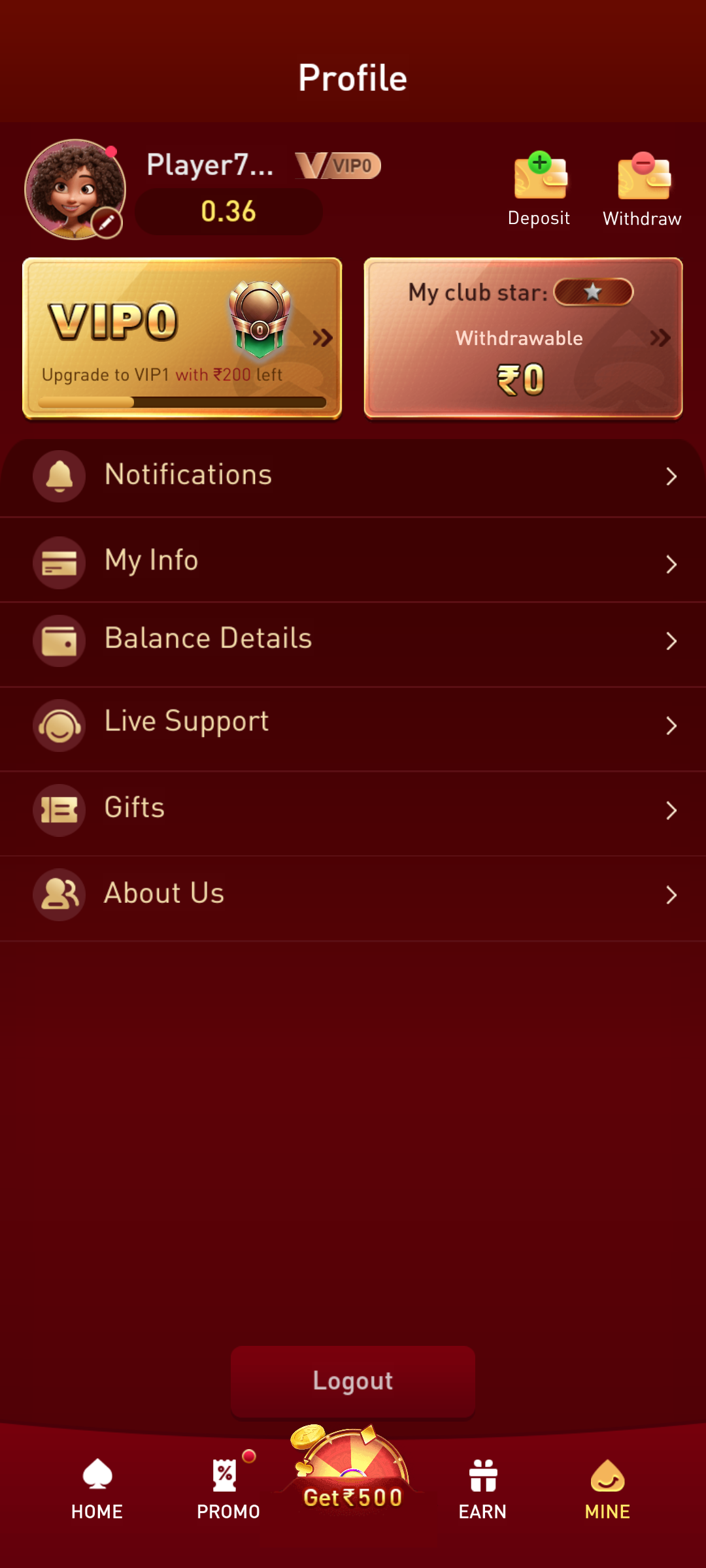 777IN APK premium features interface Android app
